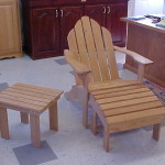 Solid Cypress Chair$250.00, Footstool $120.00, Table $110.00