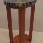 Solid Red Oak Oval Side Table Oval Granite Top