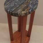 Solid Red Oak Oval Side Table Oval Granite Top
