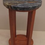 Custom Red Oak Side Table Round Granite Top