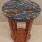 Custom Red Oak Side Table Round Granite Top