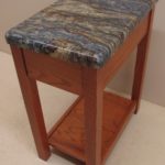 Solid Custom Red Oak Side Table Granite Top