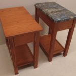 Solid Custom Red Oak Side Table Granite Top & Solid Red Oak Side Table