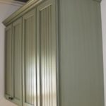 Bead Board Wall Cabinet With Crown Moulding