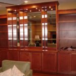Custom Mirrored & Lighted Bookcase With Adjustable Glass Shelving