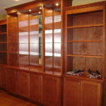 Solid Hardwood Flat Panel Doors Glass Adjustable Shelving & Mirrored Back